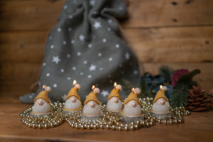 Gold Gnome Character Tealights - Set 6