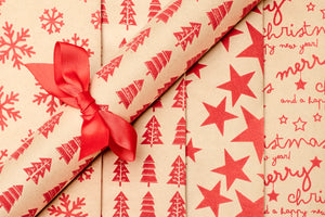Textured Gift Wrap - 2 Roll Set x Stars | Merry Christmas